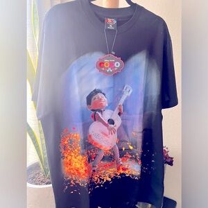 Mystical Black and Orange Short Sleeve Tee with Fiery Design